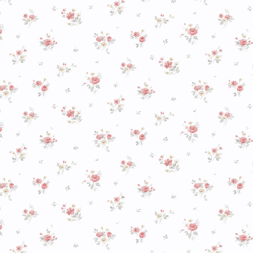 Patton Wallcoverings PF38157 Pretty Florals Rainbow Floral Wallpaper in Pink, Grey, Beige